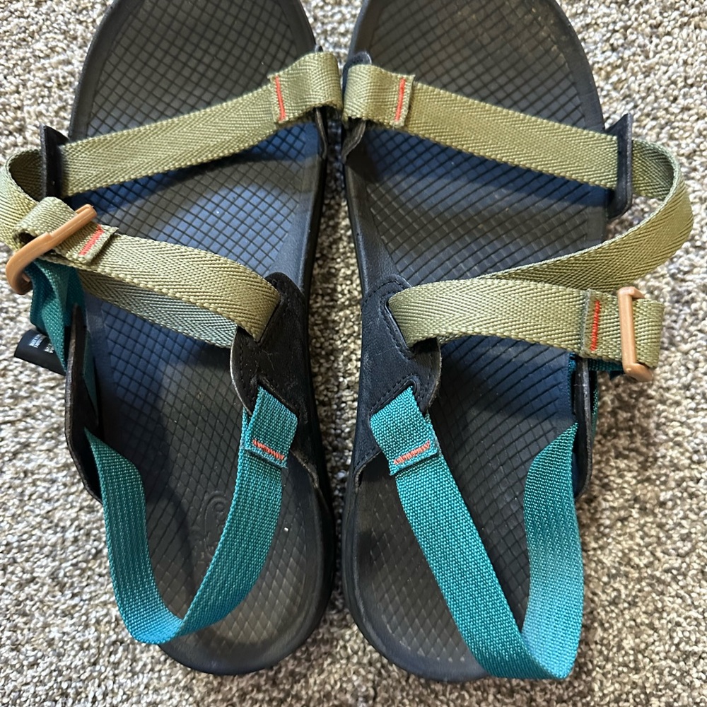 Green and Teal Strappy Sandals